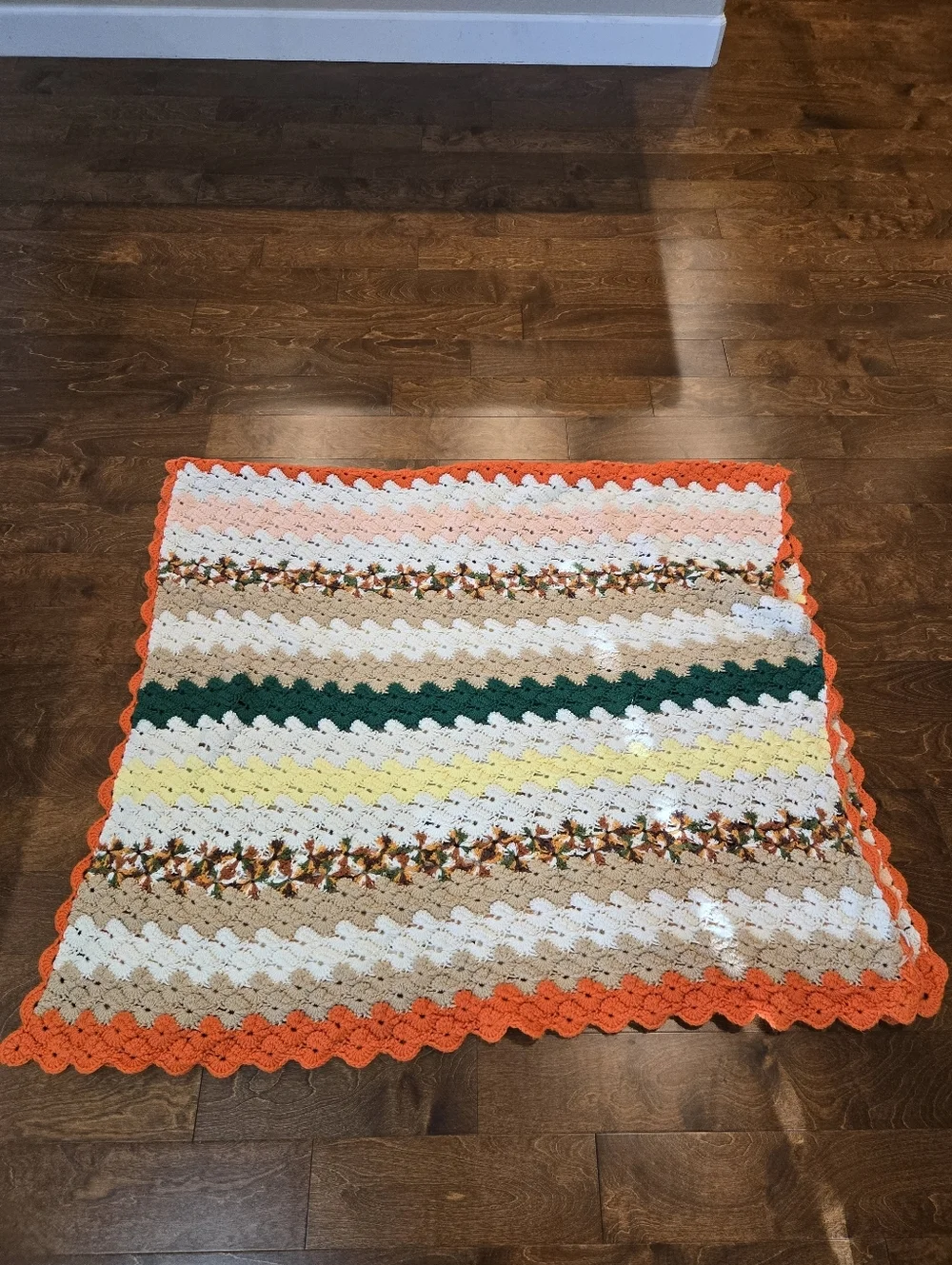 Crochet Knit Handmade Afghan Throw Blanket Beautiful Fall Warm Snuggles 90x50